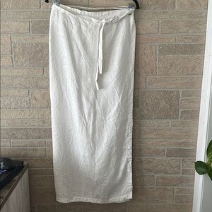 Ivan Grundahl White 100% linen True Wrap Adjustable waist Classic Maxi Skirt S